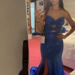 Sherri Hill  Strapless Blue Shimmery Prom Dress Photo 1