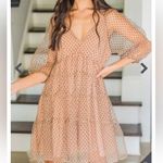 Brown Polka Dot Dress Tan Size M Photo 0