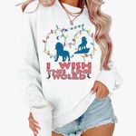 NEW Christmas Sweatshirt Funny Graphic Tee Holiday Long Sleeve Top L White Size L Photo 0