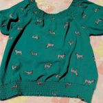 Pink Rose Green Zebra Blouse Photo 3