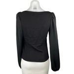 Anthropologie  Women's Black Square Neck Long Puff Sleeve Shirt Blouse Top Size S Photo 2