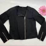 Brandy Melville  Lightweight Moto Zip Jacket: Black Photo 6