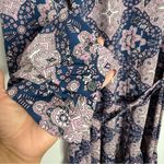 Loft NWT Plus ButtonDown Collarless Ruffle Hem Dress Navy/Purple Size 22 Photo 6