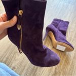Joan & David  Purple Suede Leather Stiletto Heel Ankle Boots Womens 6 Fall Luxury Photo 7