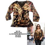 American Vintage 90s Y2K Velvet Dragon Bird Motif Top Medium #15 Photo 1