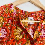 dRA Anthropologie orange and floral block print caftan midi dress. Size Small Photo 1