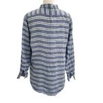 Garnet Hill 100% Linen Stripe Button Down Shirt Tunic Nautical Blue Petite Small Photo 3