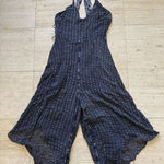 Anthropologie ‎ HD in Paris Harbor CropWide Leg Jumpsuit Cupro Navy Size 12 Photo 0