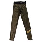 Nike NWT,  Women's Pro Dri-Fit Sparkle Black Gold Leggings Full Length, Sz S Photo 3