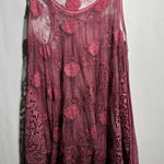 Sheer Lace Floral Tank Top Tunic Dusty Rose Fairy Boho Festival Womens XL Pink Photo 0
