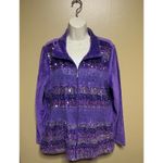 Quacker Factory  Purple Velour Striped Sequin jacket Photo 4