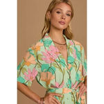 Lulus Totally Tropical Light Green Floral Print Button-Up Shirt Dress Small Photo 12
