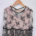 Evening by eci Whimsigoth Victorian Dark Romantic Lace Top Bell Sleeve Pink 10 Black Photo 1