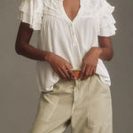 Maeve ANTHROPOLOGIE Short-Sleeve Ruffle Yoke Blouse Size Large NWT Photo 0