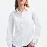 Madewell Denim Button-Up Shirt: Garment-Dyed Edition in Eyelet White, Size XS Photo 0