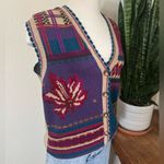 Vintage fall Squirrel Sweater Vest Ramie Cotton 90s Fall Knit small embroidered Tan Photo 5