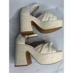 Copper Key Womens Platform Heeled Sandals 8M Beige Linen Blend Knotted Strap Photo 2