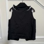 Jil Sander  Ruffles Black Vest Tops Woman 100% Wool Silk Size 38 Rare Photo 5