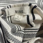 MINE Women's Striped Button Front Mini Dress L Short Sleeve Elastic Waist Black Size L Photo 5