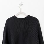 Free People [] Black Downtown Sweater Ribbed Knit Asymmetrical Hem Oversized XS Photo 4
