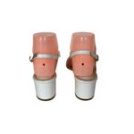 MARTIN CLAY WHITE PATENT LEATHER HEART THEME BLOCK HEEL SANDALS (36) Size 5 Photo 4