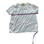 Nation Ltd Marie Top White Satin Short Sleeve Crew Neck Top Shirt XS Photo 6