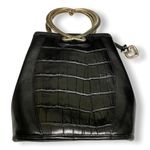Brighton  Black‎ Corazon Handbag Purse Heart Handles Leather Croc Embossed Photo 3