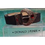 Donald Pliner Rust Suede Metallic Leather Belt XS/S/M Red Gemstone New NWT $165 Black Photo 3