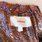 Xirena Lea Cottage Boho Brown Floral Dress Small Oversized Golden Silk Cotton Photo 7