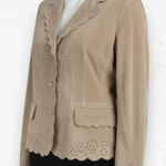 Coldwater Creek 90s Vintage Tan Eyelet Lightweight Western Boho Leather Jacket Size Large Petite Photo 0