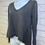 Anthropologie NWT Saturday Sunday by Long Sleeve V-Neck Distressed Black Gray Photo 2