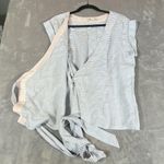 Vineyard Vines Linen Wrap Top Women's Small Blue Stripes Beach Nautical Summer Photo 9