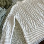 H&M White Cable Knit Crewneck Sweater Photo 2