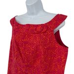 Ellen Tracy  Vibrant Pink Orange Swirl Floral Roses Midi Dress Pockets Size Large Photo 1