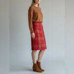 Vintage Elliot Lauren Pink Orange Plaid tartan Wool Skirt Size 2 USA Knee Length Photo 2