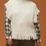 Anthropologie Fringed Mock Neck Ivory Sweater Vest Photo 0