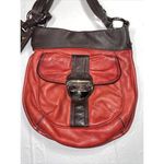 B. MAKOWSKY Purse‎ Crossbody Red Brown Pebbled Leather Shoulder Handbag Buckled Photo 1