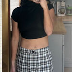 Black Crop Top and Plaid Pants Size 28 Photo 0