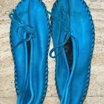 TURQUOISE DEER HIDE MOCCASINS Whistler Canada Size 6 Rare Blue Photo 0