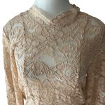 Shilla  Chic Lace Blouse in Cream Pink Size Small Office Bohemian Business Casual Photo 1
