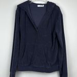 Barefoot Dreams Beach Cozy Terry Cloth Cross Over Hoodie Indigo Small Photo 3