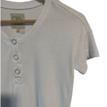 Chaser  Shirt Women's XS Quarter Button White Short Sleeve Blouse Top Photo 3