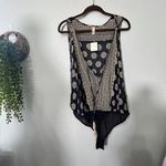 Free People NEW  Soul of the Sun Sleeves Cottagecore Boho Bodysuit Black Combo XL Photo 4