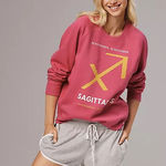Anthropologie  Astrology Pink Sweatshirt Sagittarius zodiac Pullover Photo 0