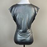 Ann Taylor  Top XS Silver Shimmery V-Neck Sleeveless Sheer Metallic Women New NWT Photo 4