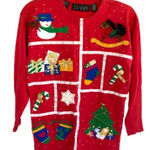 Vintage CHAUS Sport Ugly Christmas Sweater 100% Cotton Women's Size Small Red Photo 0