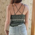 Forever 21  Strappy Tiered Lace Aztec Western Chevron Patterned Crop Top Photo 2