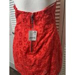 Free People  Embroidered Halter 100% Cotton Red Trevi Eyelet Mini Dress Sz M NWT Photo 6