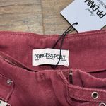 Princess Polly  Paltrow Mid Rise Wide Leg Cargo Jeans Washed Burgundy. Photo 1