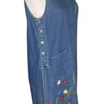 Vintage Denim Dress with Needlepoint Embroidery Maxi Teachercore Size M Photo 2